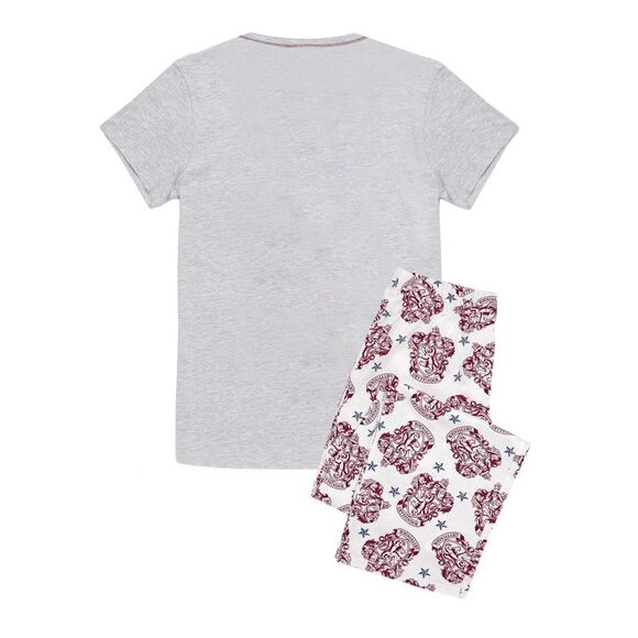 Harry Potter Womens/Ladies Gryffindor Long Pyjama Set / Gray/White/Maroon - Picture 2 of 6